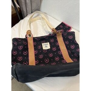 VS Pink Y2K Monogram Dog 86 Logo Black Weekender Tote Bag Rare Vintage  Canvas